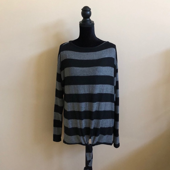 Vanilla Bay Tops - Striped Boatneck Tie Front Super Soft Tunic NWOT